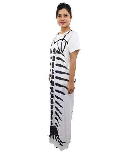 HPO Women's Skeleton Mermaid Black & White Costume – Gothic Ocean Inspired Dress with Skeletal Print & Skirt | Party, Cosplay & Dress-Up