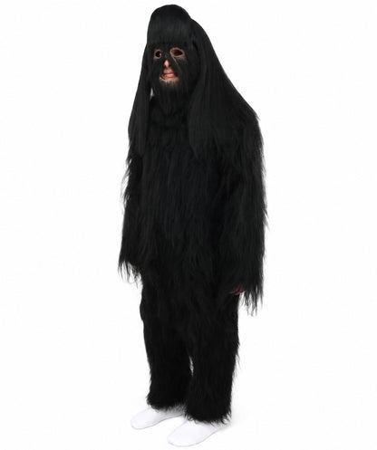 HPO Unisex Extreme Hairy Person Costume, Mask and Bundle - Full-Body Hair Suit Extra-Long Ash Brown Costume Wig for Halloween, Cosplay & Parties