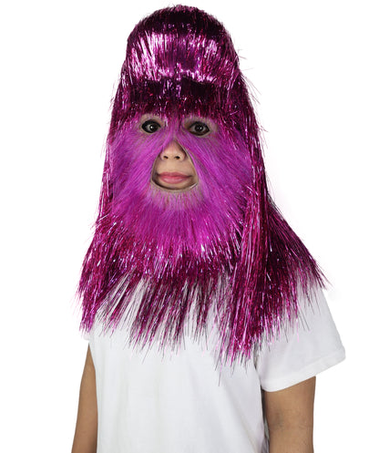 HPO Unisex Teen Extreme Tinsel Hairy Person Costume Bundle & Mask Set - Full-Body Tinsel Hair Suit Extra-Long Costume Wig for Halloween, Cosplay & Parties - Multiple Color Options