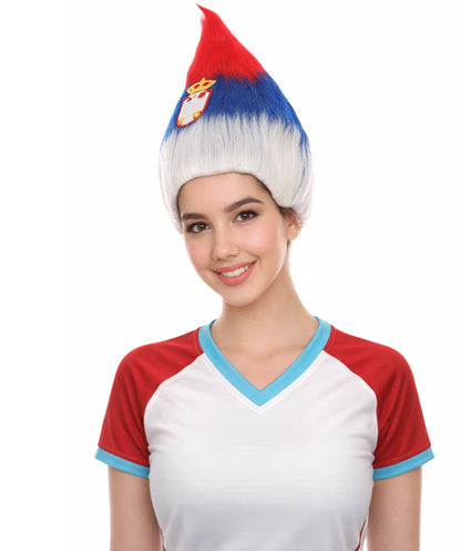 Serbia Flag Sport Troll Wig | Premium Breathable Capless Cap