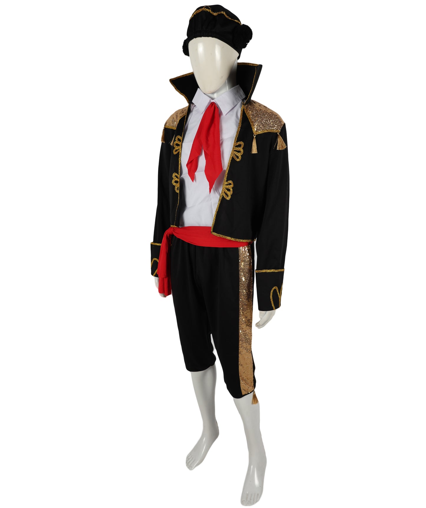 HPO Adult Matador Costume – Spanish Bullfighter Cap, Mukup, Pant, T-Shirt Outfit for Halloween and Theatrical Events
