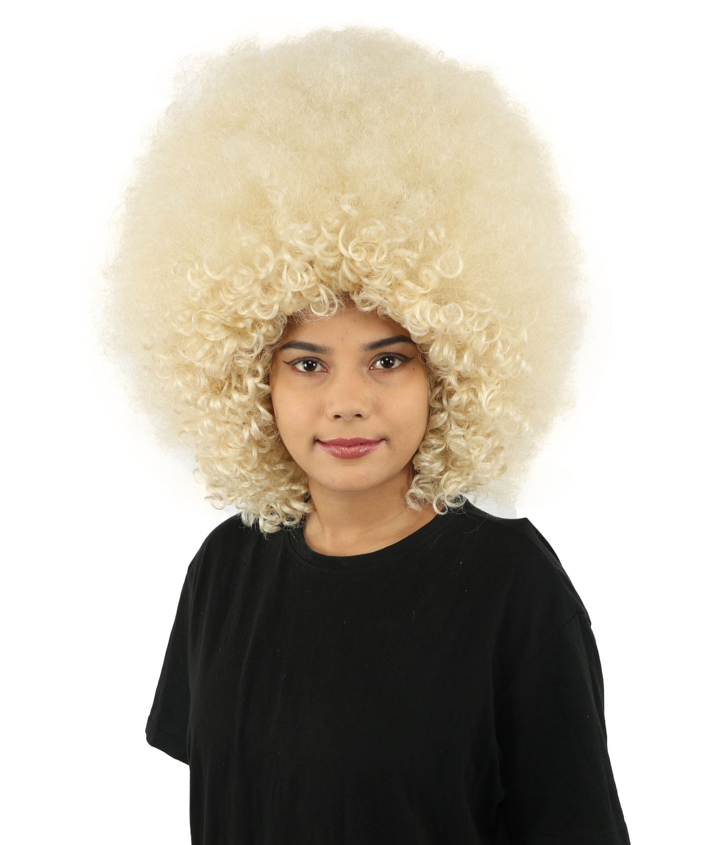 HPO Women's Giant White Glitter Afro Wig | Massive Puffy Sparkle Hair with Silver Sheen, Synthetic Fiber & Breathable Cap | Halloween, Troll Roleplay, 70s Disco Party, Theater & Funny Costume