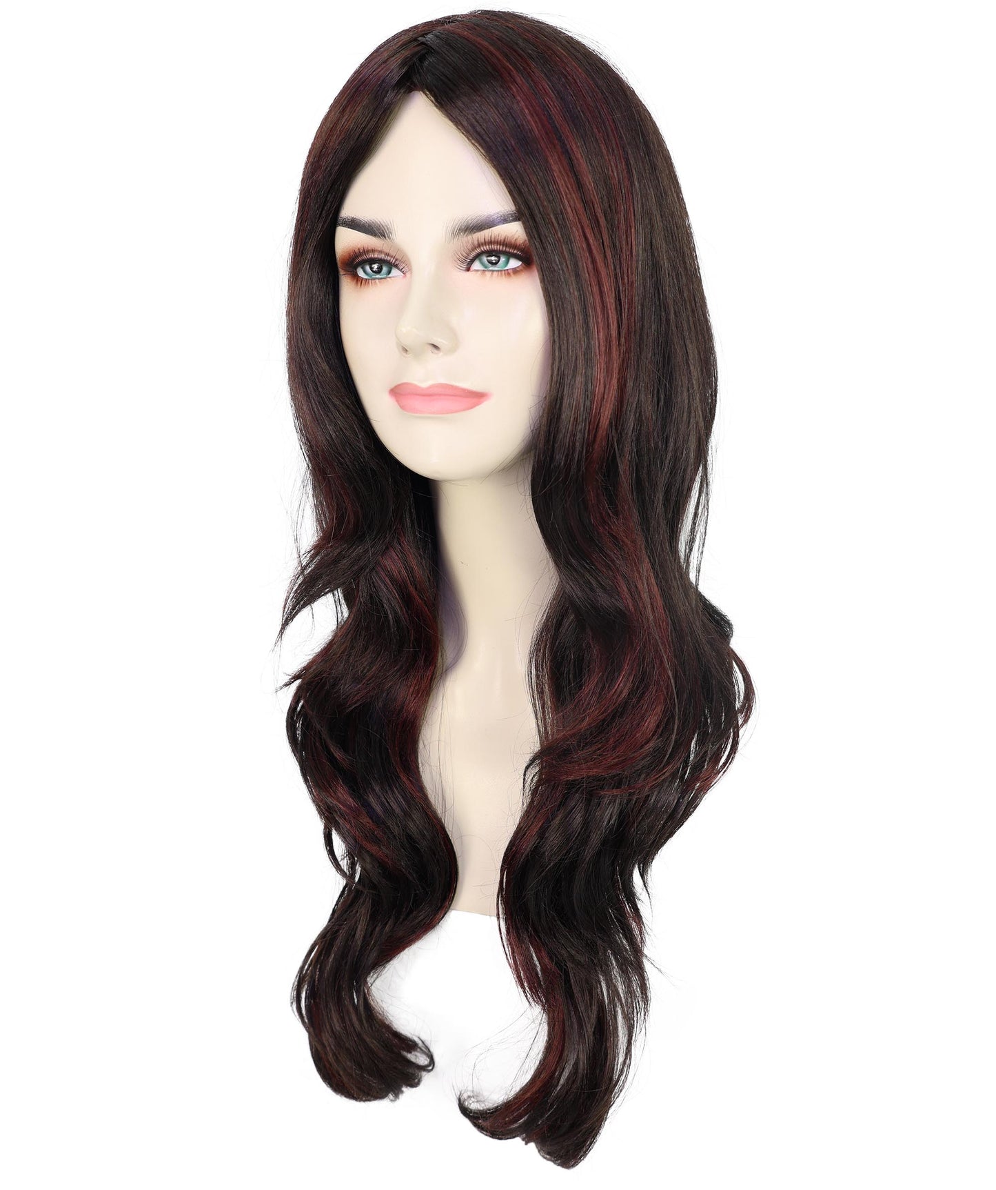 HPO Adult Female WIG Hot Honey Ebony – Wavy Medium Brown Ebony Wigs for Retro Costumes & Events, Perfect for 70s Disco, Retro Costumes, Halloween and Cosplay, Themed Events