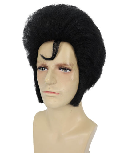 HPO Men’s Elvis Wig | Black Pompadour Hairpiece for Rock Star Look | Halloween Parties, Stage Acts & Themed Events