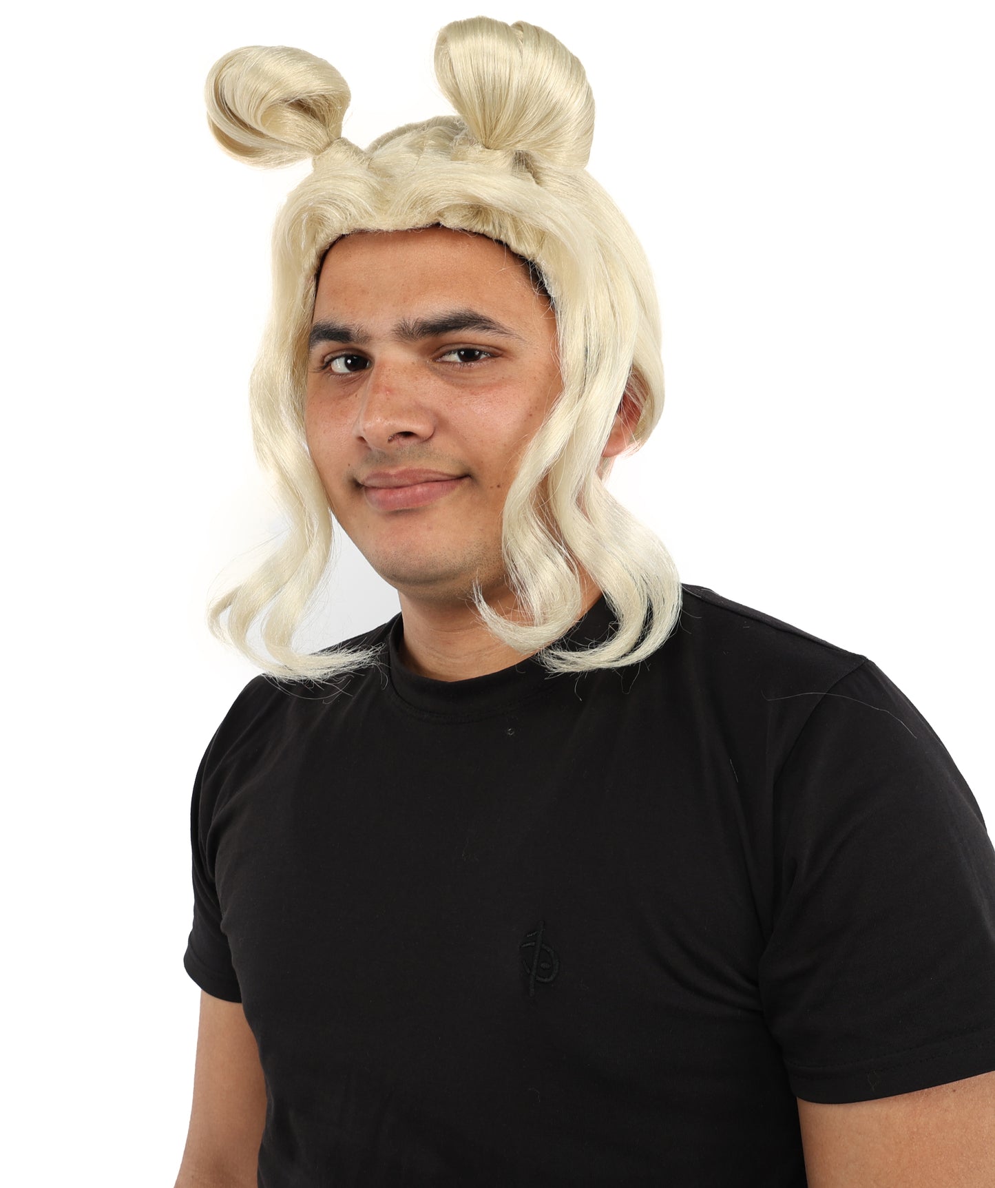 HPO Adult Blonde Double Twin Bun Updo Wig – Raised Hair Design Featuring Smooth Texture | Used for Character Styling, Theme Events, Stage Appearances & Creative Looks
