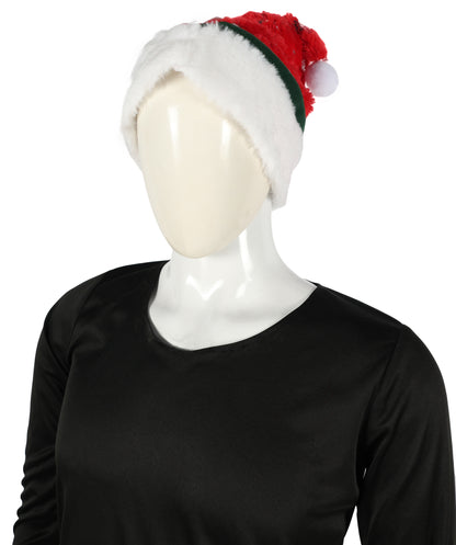HPO Unisex Classic Velvet Christmas Santa Hat | Soft Red and White Festive Holiday Hat | Ideal for Holiday fun