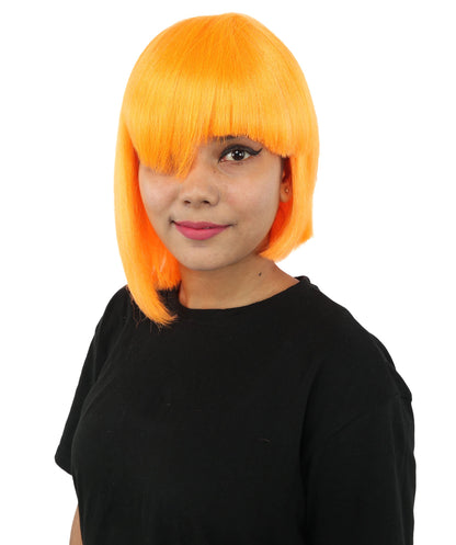 HPO Adult Women's Asymmetrical Bangs Bob Wig | Multiple Color Options | Create of synthetic fiber, sleek straight volume, breathable capless base | Party, Halloween, theater, drag, performance, costume events