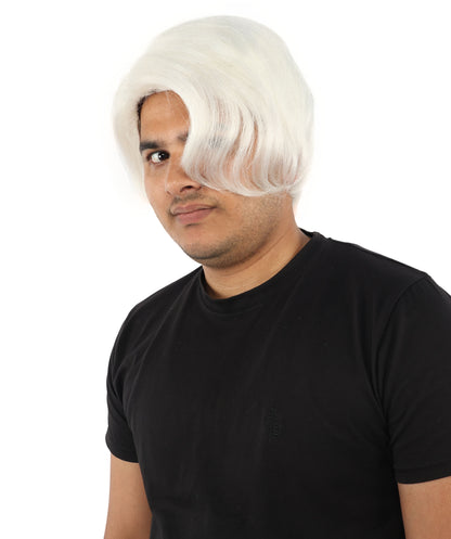 HPO Men’s Blonde Wig with Long Side Bangs  | Flame-retardant Synthetic | Ideal for Cosplay, Halloween & Party Looks