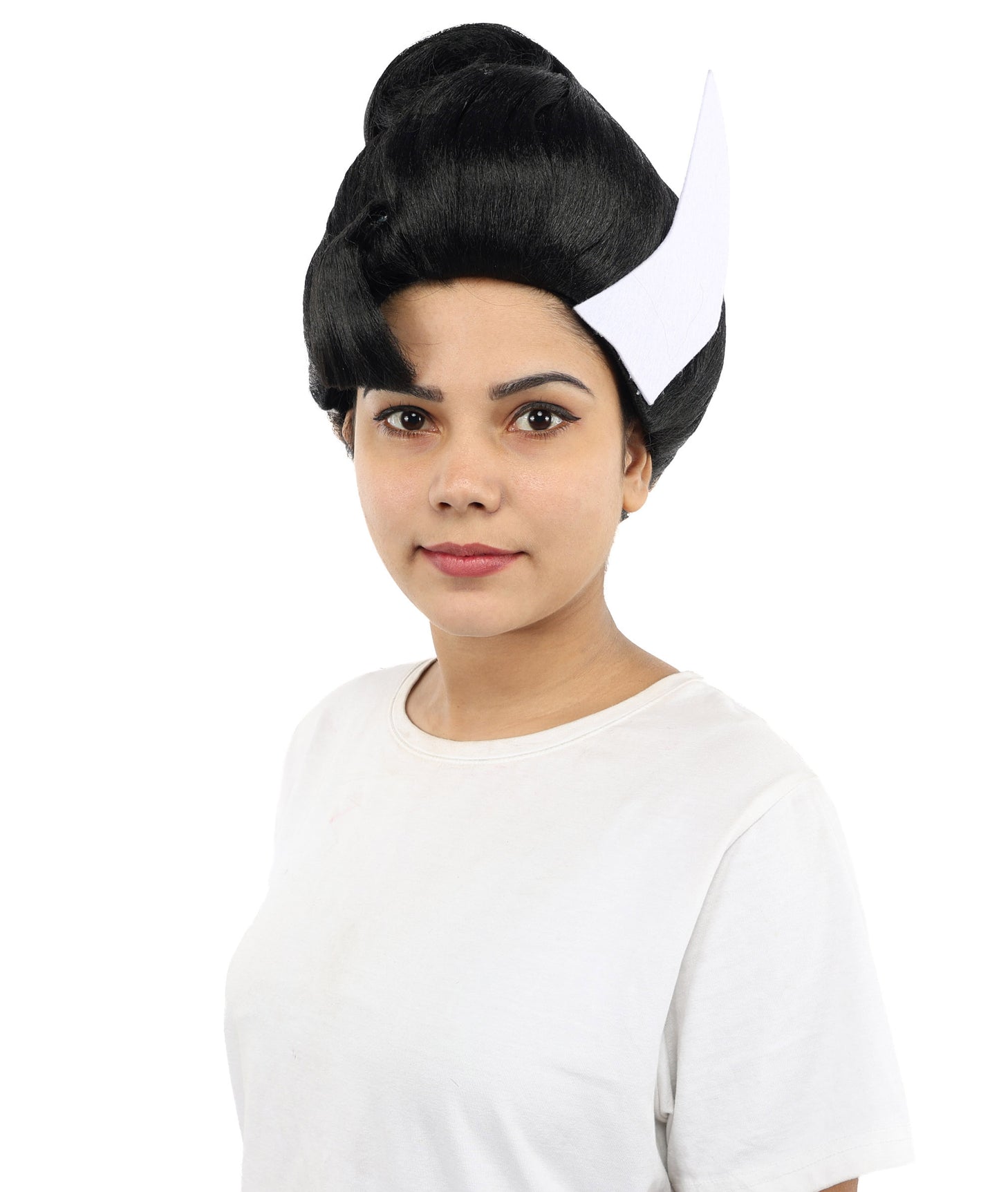 Medium Bold Glam Party Wig | Vibrant Synthetic Black & White Hairstyle with Adjustable Cap for Halloween, Cosplay, Festivals, Stage Performances & Roleplay
