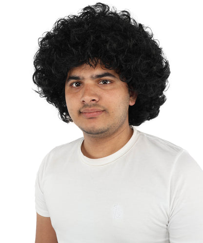 HPO Men's Soft Curly Afro Wig with Multiple Color Options | Flame-Retardant Synthetic Fiber | Perfect for Halloween, Cosplay and Themed Parties