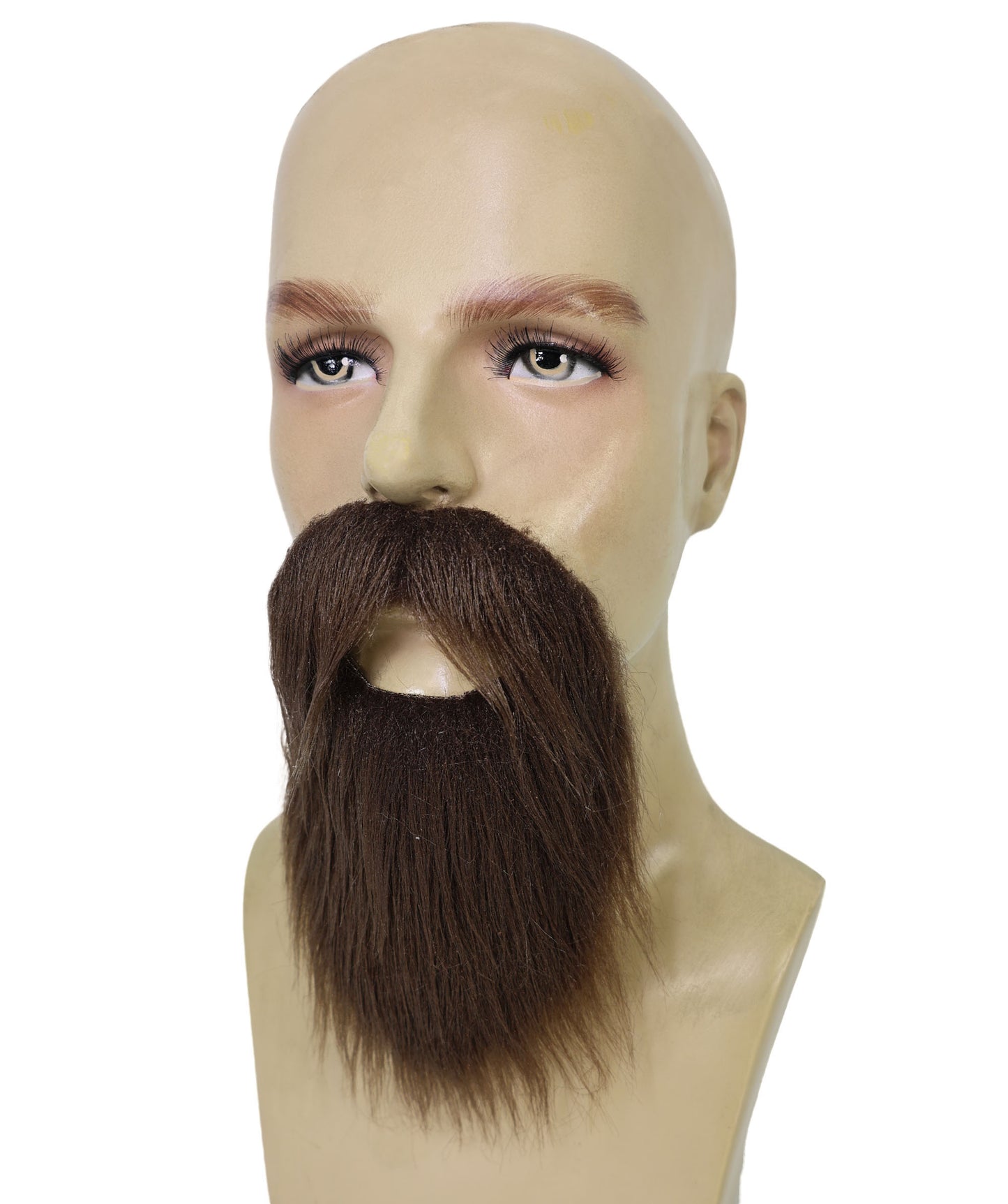 HPO Men Medium Brown Long Beard and mustache – Lightweight Synthetic Fiber, Durable and Reusable, Perfect for Halloween and Themed Events