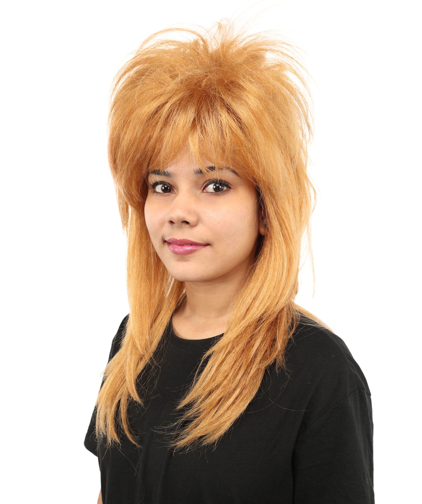 HPO Women’s Long Brown Shag Wig | 80s-Inspired Layered Hairpiece with Capless Cap Design | Ideal for Halloween, Disco, and Pop Star Dress-Up