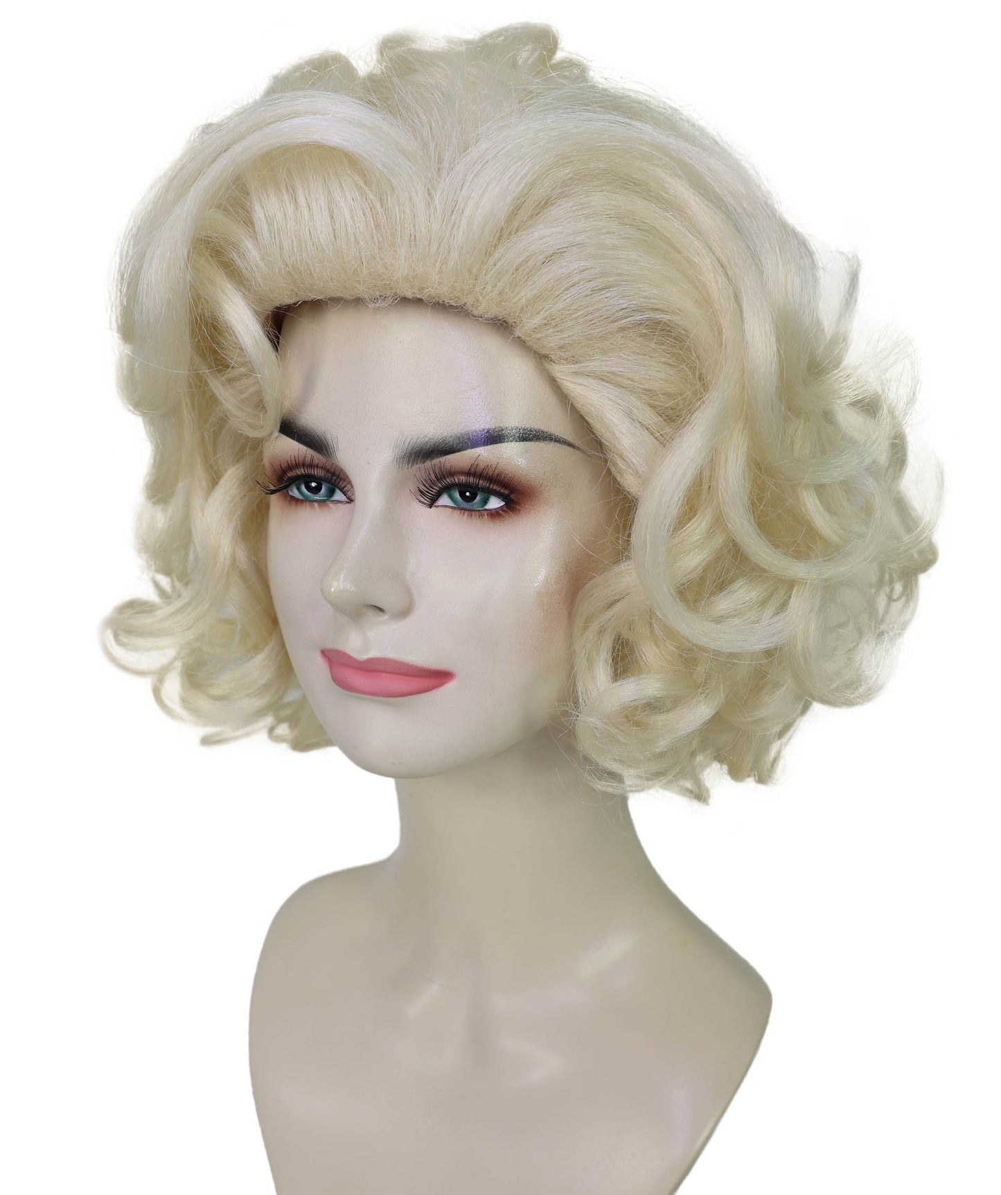 HPO Women’s 80 ’s Material Girl Wig Queen of Pop Short Blonde Curly Wig | Halloween and Cosplay Wig | Flame-retardant Synthetic Fiber