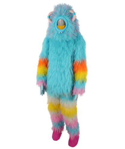 HPO Unisex Furry Blue Monster Plush Costume Set – Head Mask & Full Suit| Perfect for Halloween| Flame-retardant Synthetic Fabric
