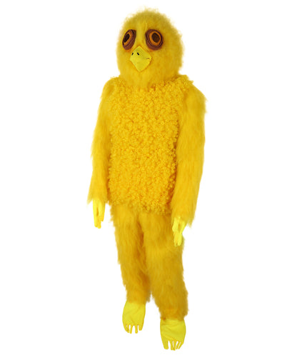 HPO Adult Unisex Yellow Big-Eyed Creature Fur Costume, Bundle With Mask Set | Full Body Fantasy Animal Suit for Halloween, Themed Events
