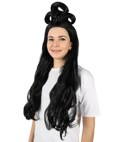 HPO Women's Long Curl Wig with Ring , Multiple Color Options , Flame-retardant Synthetic Fiber