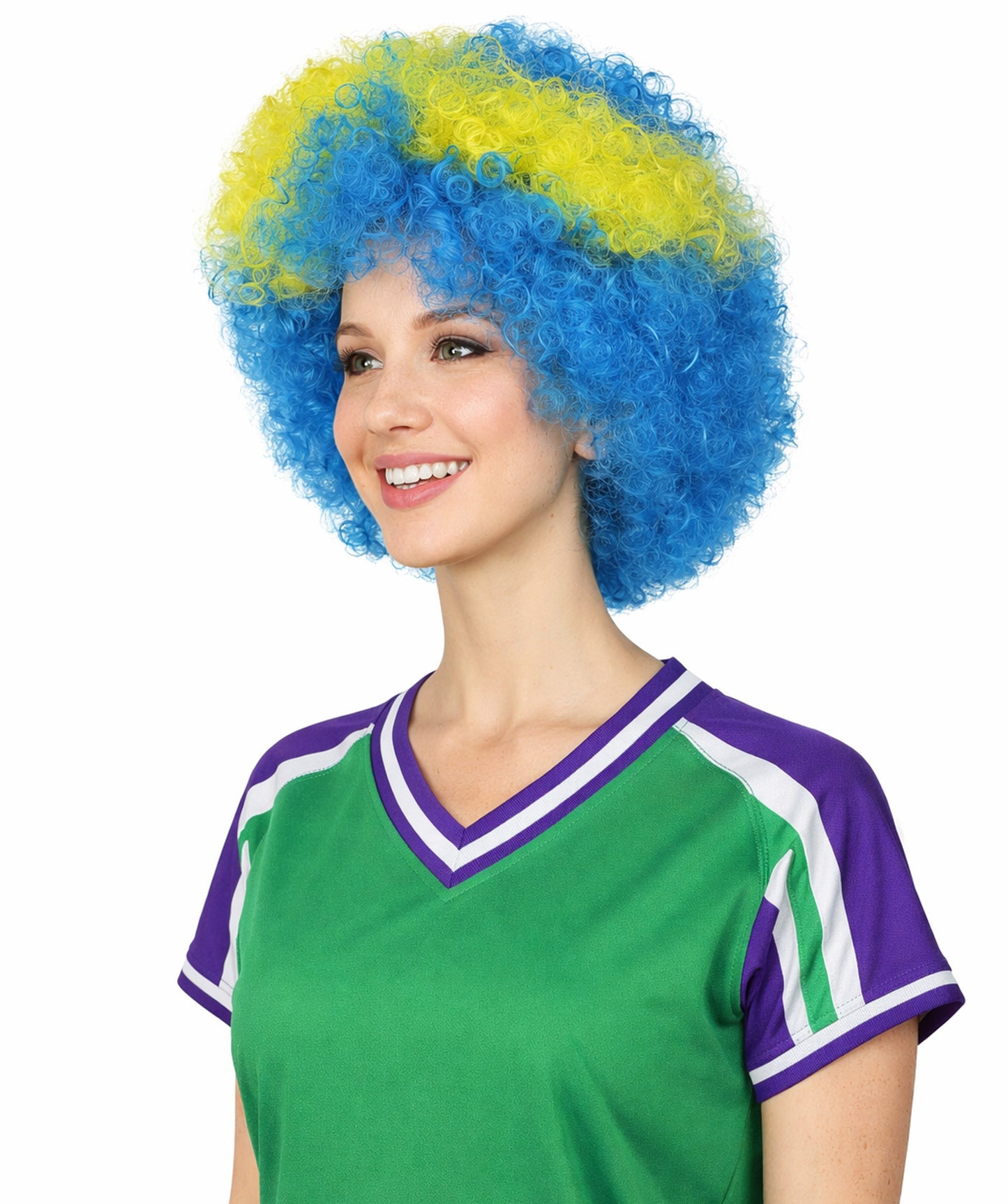 Sweden Flag Sport Afro Halloween Wig
