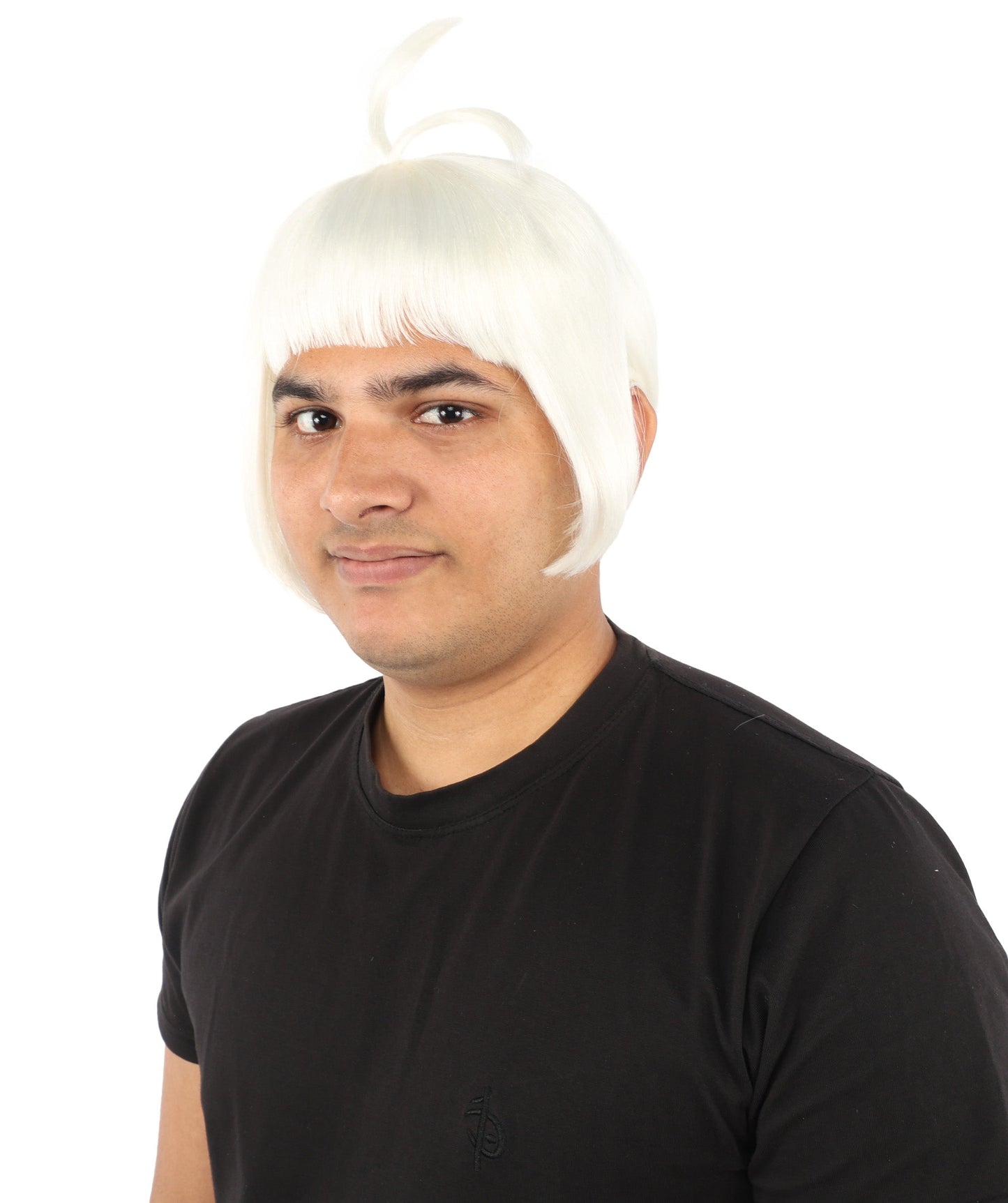 HPO Adult Men's Sleek Blunt Bob Wig | Multicolor Options | Solid color hue, create of synthetic fiber, straight smooth texture with bangs, breathable base | Party, Halloween, theater, drag, performance, costume events