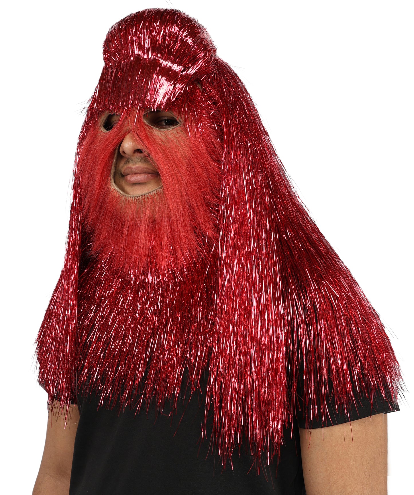 HPO Unisex Teen Extreme Tinsel Hairy Person Costume Bundle & Mask Set - Full-Body Tinsel Hair Suit Extra-Long Costume Wig for Halloween, Cosplay & Parties - Multiple Color Options