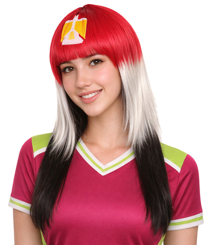Egypt Flag Sport Party Long Bob Wig | Mid Eastern Traditional Halloween Wig | Premium Breathable Capless Cap