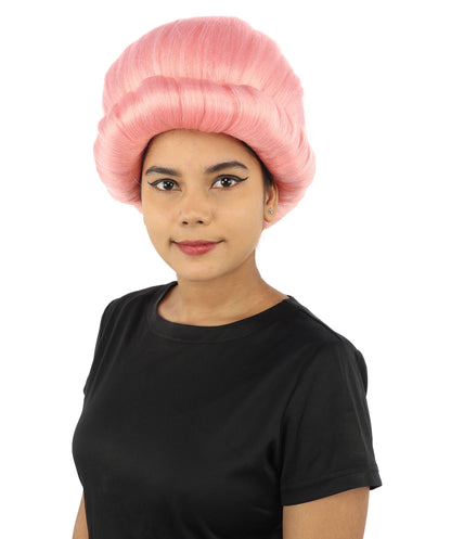HPO Women's Voluminous Golden Blonde Grandma Wig | Medium Puffy Afro Style with Silver Texture, Synthetic Fiber & Adjustable Fit | Halloween, 100th Day of School, Theater & Funny Costume