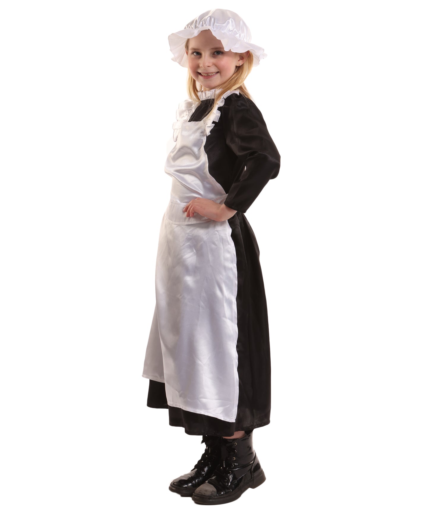 HPO Classic Maid Girls Black and White Victorian Costume for Teen | Suitable for Halloween | Flame-retardant Synthetic Fabric