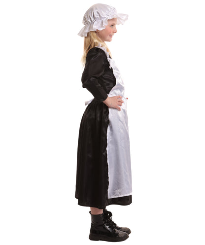 HPO Classic Maid Girls Black and White Victorian Costume for Teen | Suitable for Halloween | Flame-retardant Synthetic Fabric
