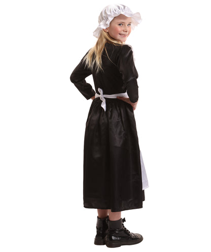 HPO Classic Maid Girls Black and White Victorian Costume for Teen | Suitable for Halloween | Flame-retardant Synthetic Fabric