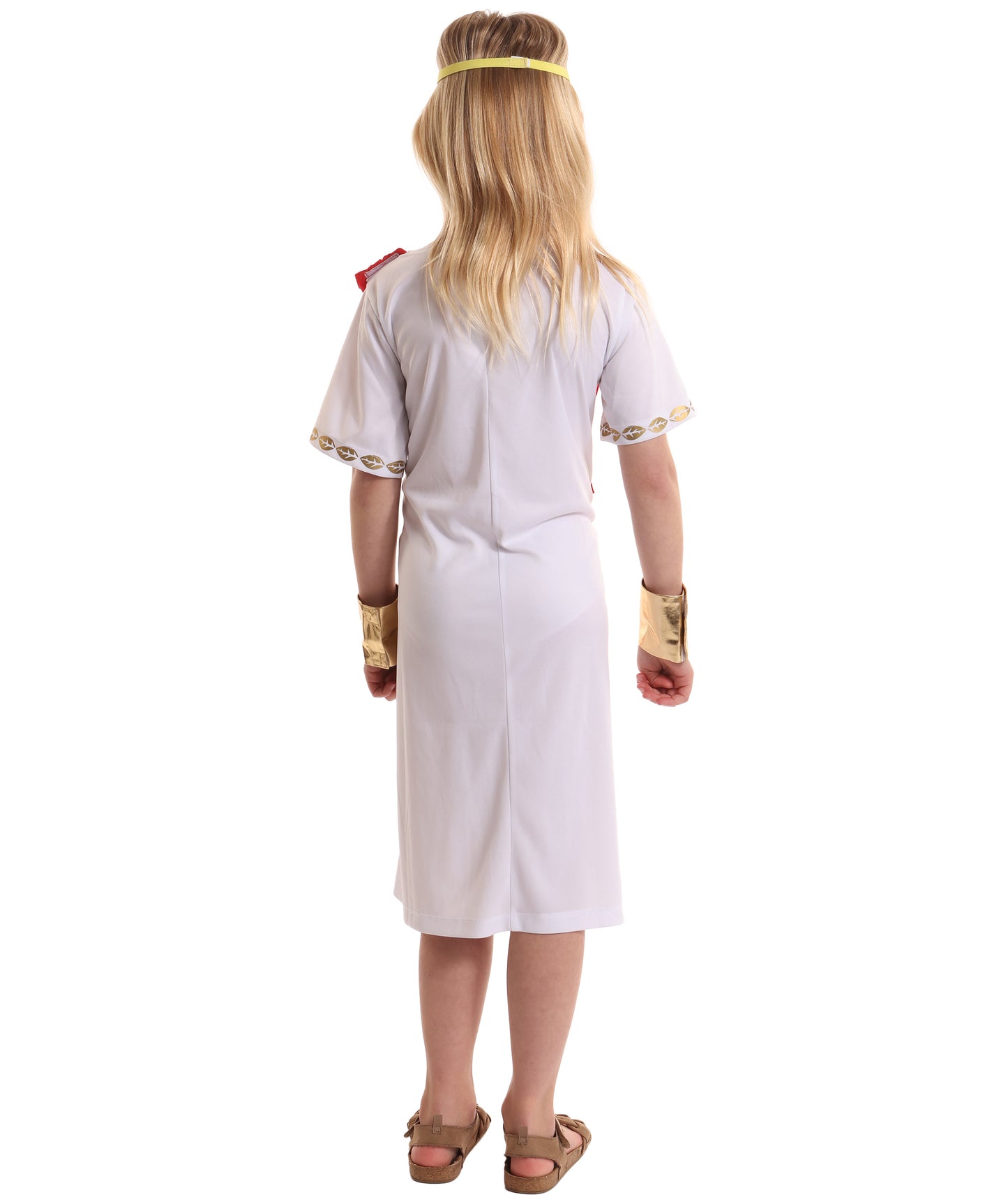 HPO Girl's Elegant Ancient Red and White Roman Toga Costume | Suitable for Halloween | Flame-retardant Synthetic Fabric