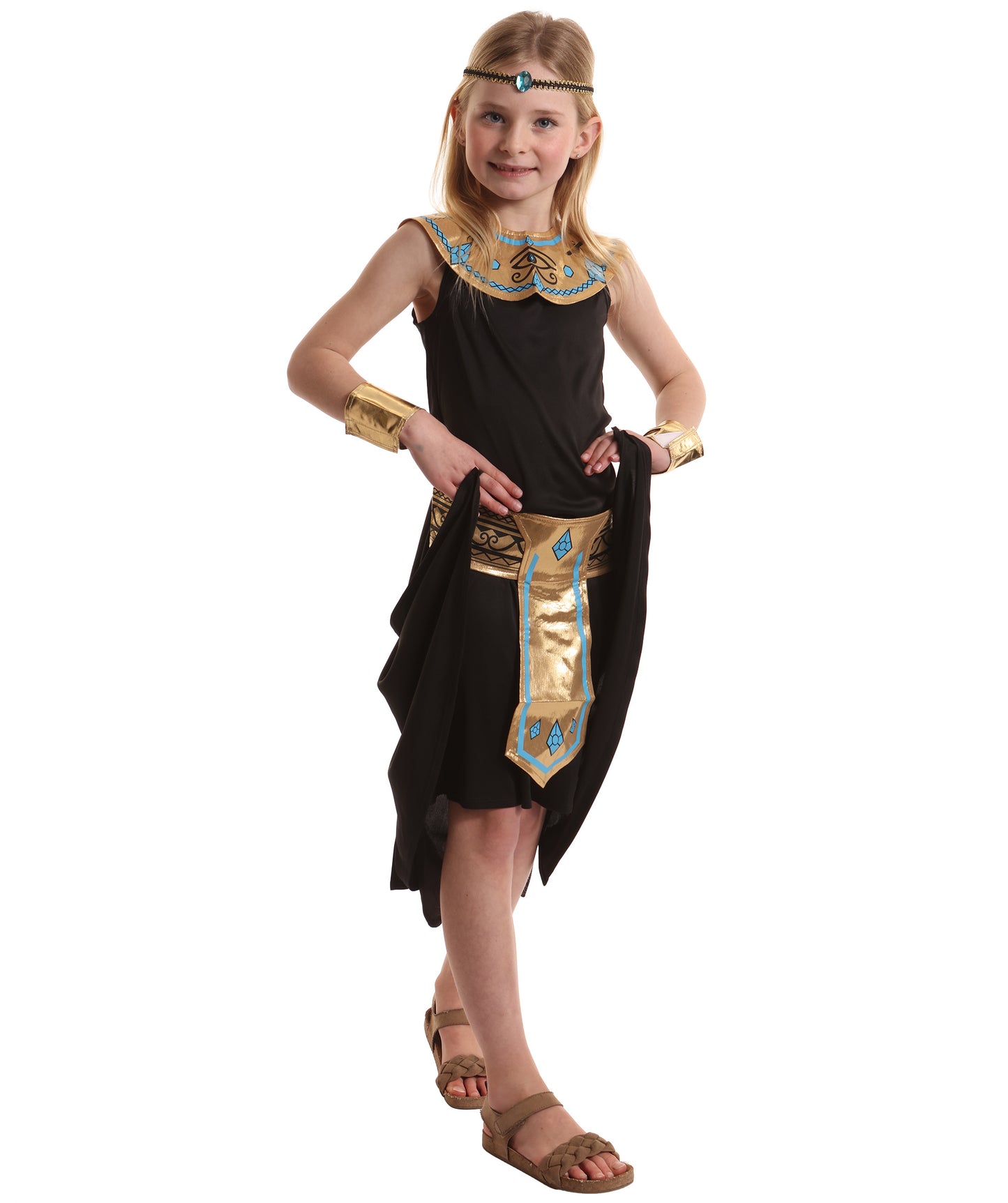 HPO Royal Pharaoh Majestic Black Egyptian Costume for Girls| Suitable for Halloween | Flame-retardant Synthetic Fabric