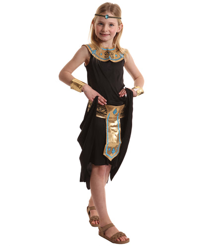 HPO Royal Pharaoh Majestic Black Egyptian Costume for Girls| Suitable for Halloween | Flame-retardant Synthetic Fabric