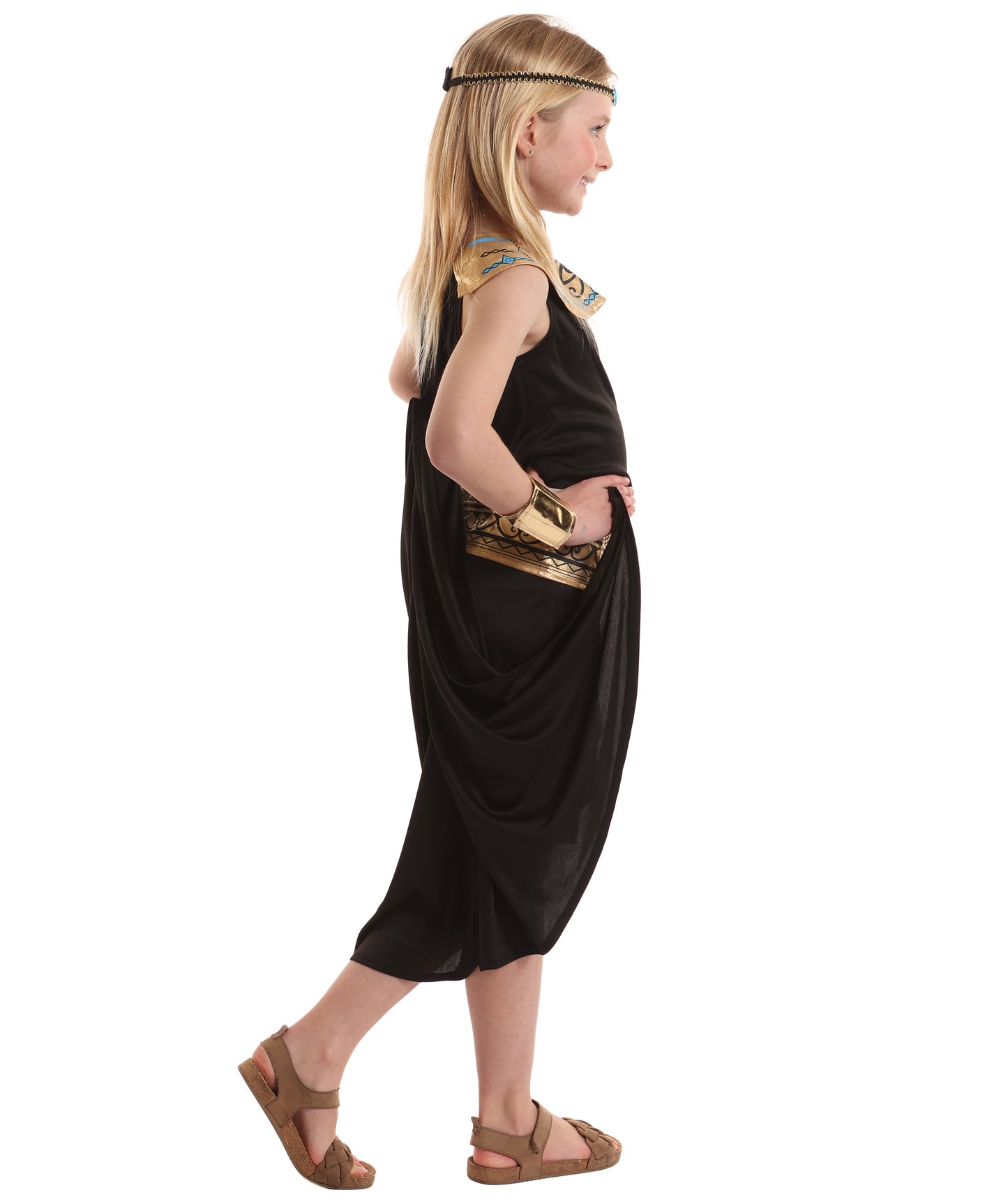 HPO Royal Pharaoh Majestic Black Egyptian Costume for Girls| Suitable for Halloween | Flame-retardant Synthetic Fabric