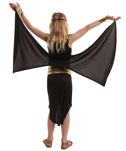 HPO Royal Pharaoh Majestic Black Egyptian Costume for Girls| Suitable for Halloween | Flame-retardant Synthetic Fabric