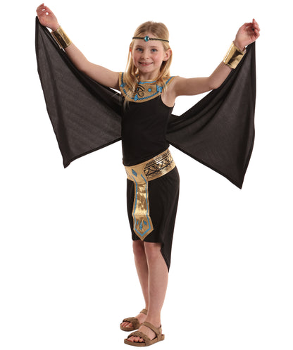 HPO Royal Pharaoh Majestic Black Egyptian Costume for Girls| Suitable for Halloween | Flame-retardant Synthetic Fabric