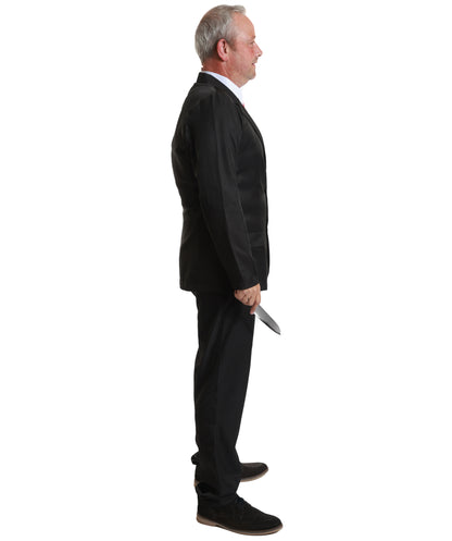 Adult Man's Formal Black Suit with White Dress Shirt & Red Tie | Classic Men’s Outfit with Jacket and Pants | Costume for Halloween, Roleplay & Themed Events