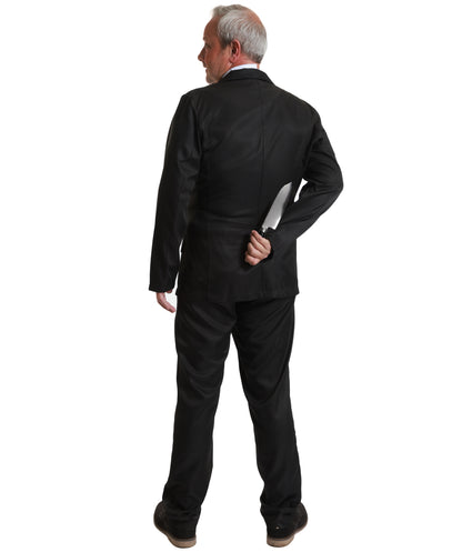 Adult Man's Formal Black Suit with White Dress Shirt & Red Tie | Classic Men’s Outfit with Jacket and Pants | Costume for Halloween, Roleplay & Themed Events
