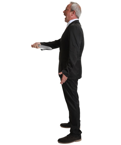 Adult Man's Formal Black Suit with White Dress Shirt & Red Tie | Classic Men’s Outfit with Jacket and Pants | Costume for Halloween, Roleplay & Themed Events