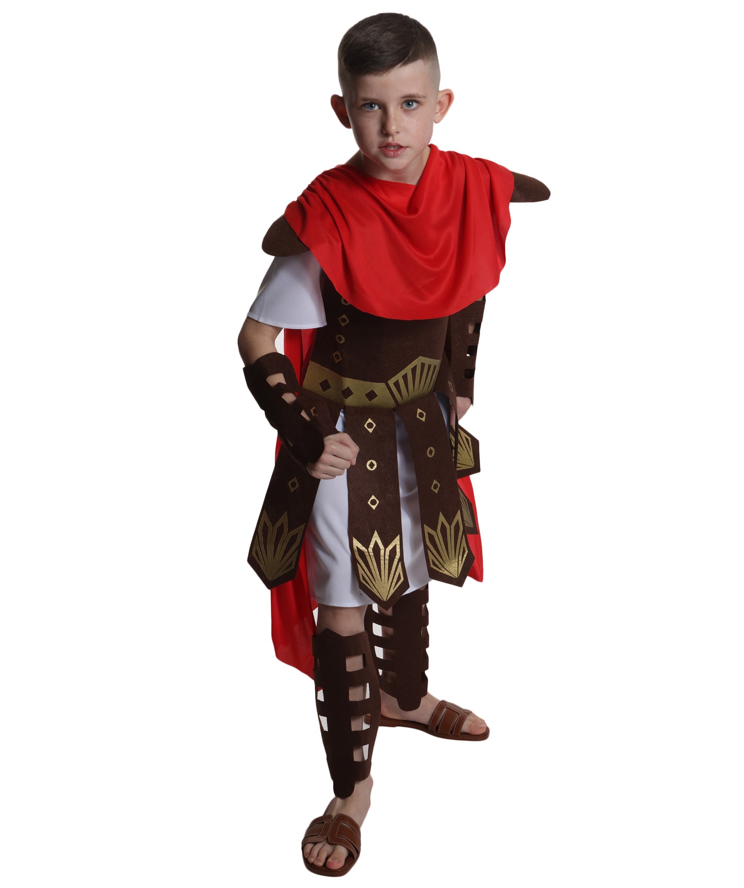 HPO Teen Warrior Knight Historical Roman Soldier Boy Gladiator Costume | Suitable for Halloween | Flame-retardant Synthetic Fabric