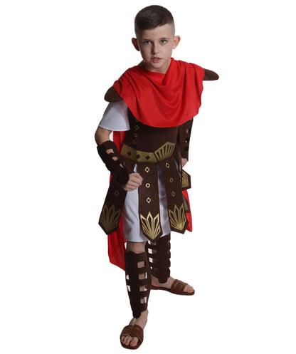 HPO Teen Warrior Knight Historical Roman Soldier Boy Gladiator Costume | Suitable for Halloween | Flame-retardant Synthetic Fabric
