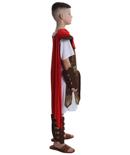 HPO Teen Warrior Knight Historical Roman Soldier Boy Gladiator Costume | Suitable for Halloween | Flame-retardant Synthetic Fabric