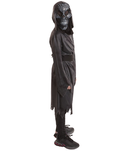 Teen’s Ghastly Ghoul Dark Grey Costume | Hooded Robe with Tattered Sleeves & Creepy | Halloween Haunted House, Cosplay Theater & Scary Roleplay