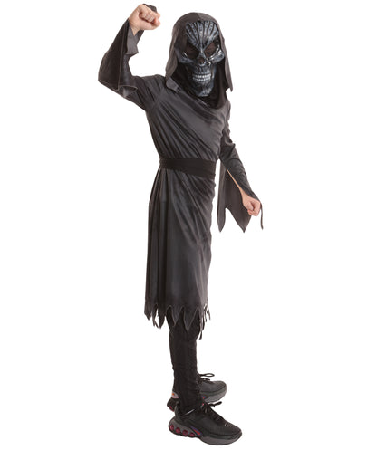 Teen’s Ghastly Ghoul Dark Grey Costume | Hooded Robe with Tattered Sleeves & Creepy | Halloween Haunted House, Cosplay Theater & Scary Roleplay
