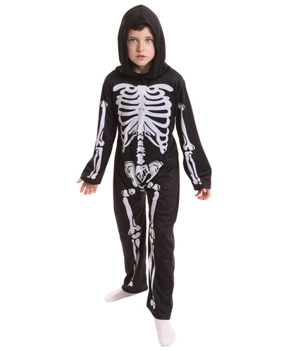 Teen Skeleton Costume | Full-Body Skeleton Print Outfit with Stretchy Synthetic Fabric | Halloween, Stage Performances & Theme Parties