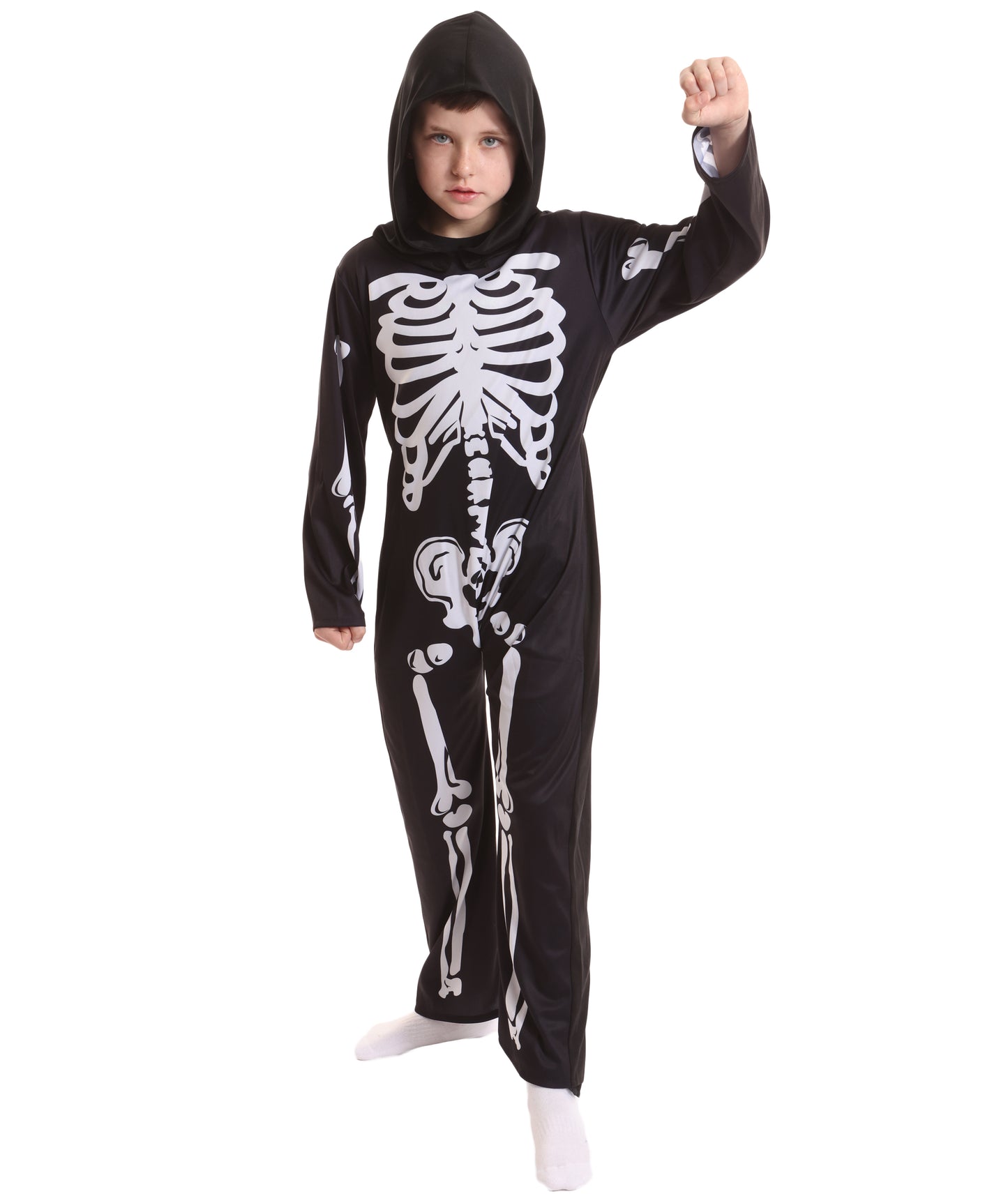 Teen Skeleton Costume | Full-Body Skeleton Print Outfit with Stretchy Synthetic Fabric | Halloween, Stage Performances & Theme Parties