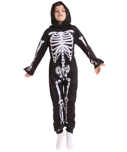 Teen Skeleton Costume | Full-Body Skeleton Print Outfit with Stretchy Synthetic Fabric | Halloween, Stage Performances & Theme Parties