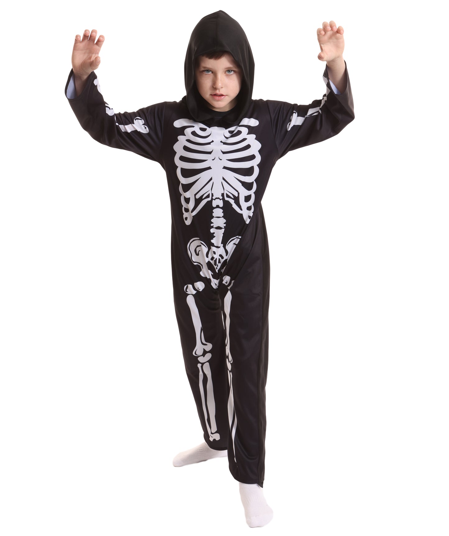 Teen Skeleton Costume | Full-Body Skeleton Print Outfit with Stretchy Synthetic Fabric | Halloween, Stage Performances & Theme Parties