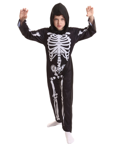 Teen Skeleton Costume | Full-Body Skeleton Print Outfit with Stretchy Synthetic Fabric | Halloween, Stage Performances & Theme Parties