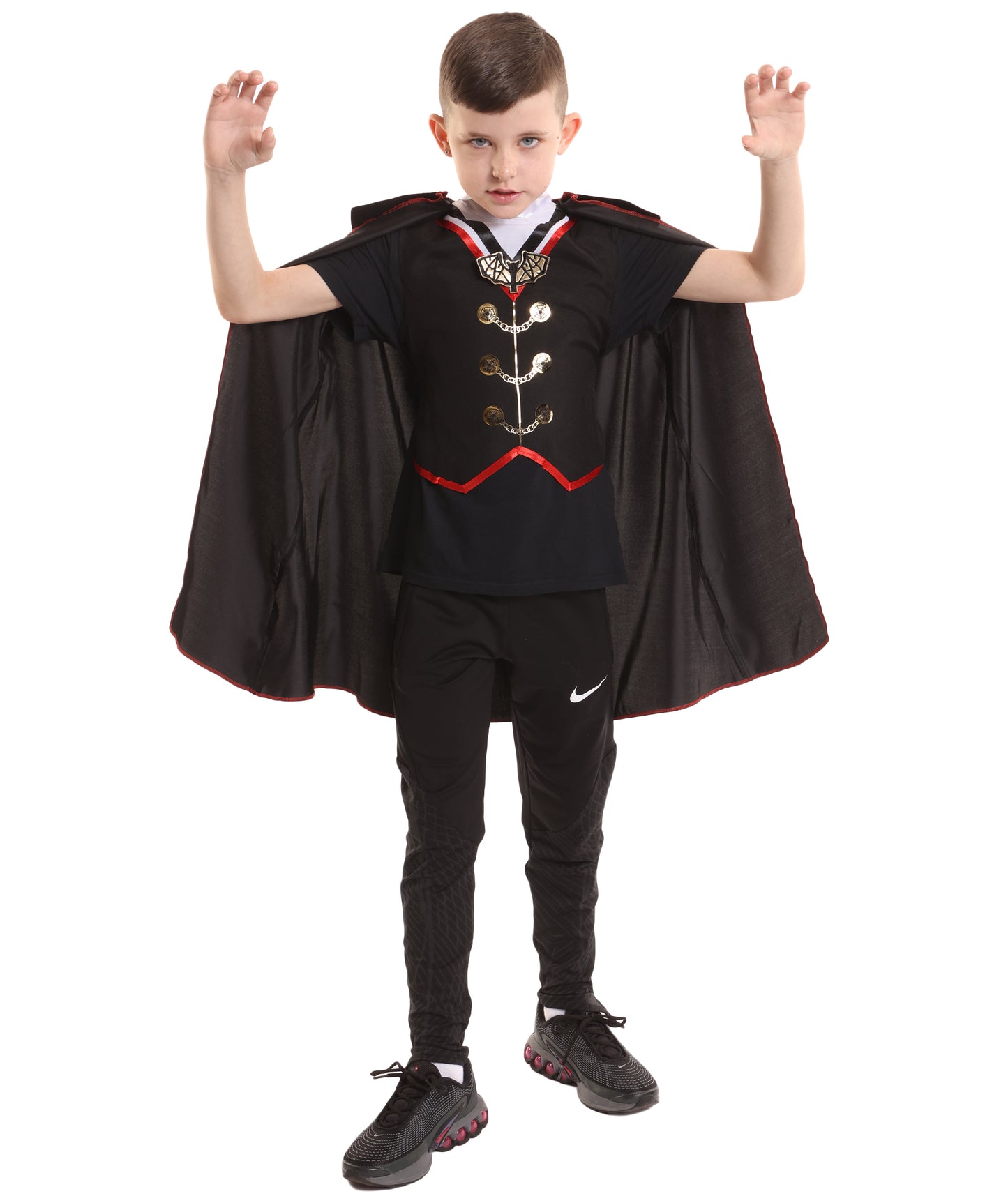 HPO Teen's Vampire Black Costume | Gothic Cape & Vest Outfit | Dark Fantasy Halloween Cosplay Attire for Stage, Party & Roleplay Events