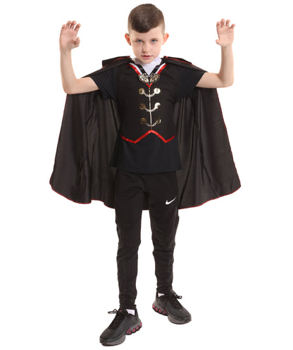 HPO Teen's Vampire Black Costume | Gothic Cape & Vest Outfit | Dark Fantasy Halloween Cosplay Attire for Stage, Party & Roleplay Events