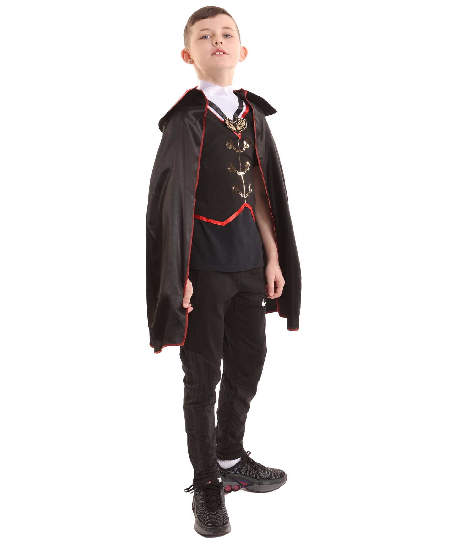 HPO Teen's Vampire Black Costume | Gothic Cape & Vest Outfit | Dark Fantasy Halloween Cosplay Attire for Stage, Party & Roleplay Events